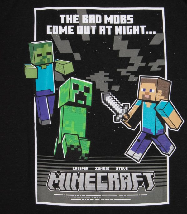 Minecraft Boys T-Shirt Cotton Polyester Blend Creeper Design-2