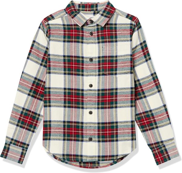 Amazon Essentials Boys Flannel Shirt Cotton Plaid Button Up-0