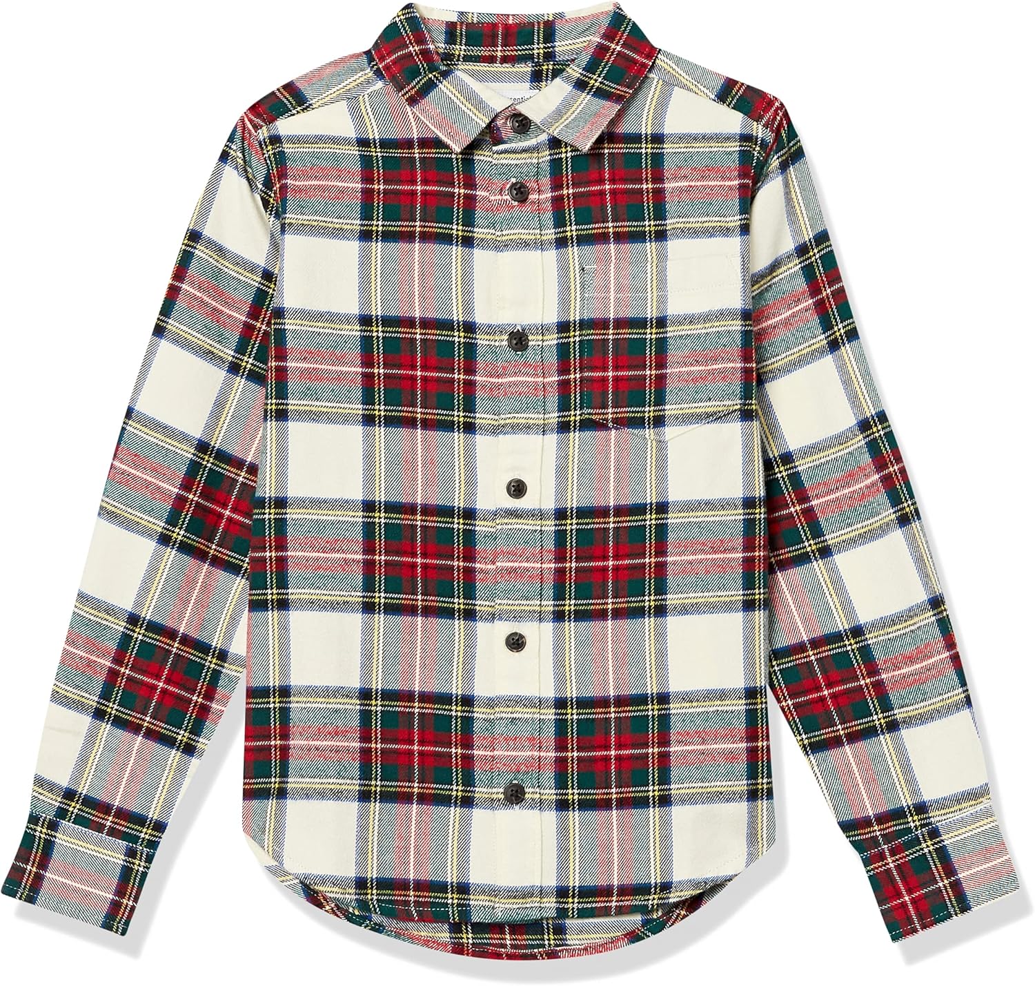 Amazon Essentials boys flannel shirt in Yellow Plaid pattern