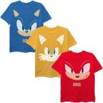 Sonic The Hedgehog Boys 3 Pack T Shirt Bundle Sega Licensed-0