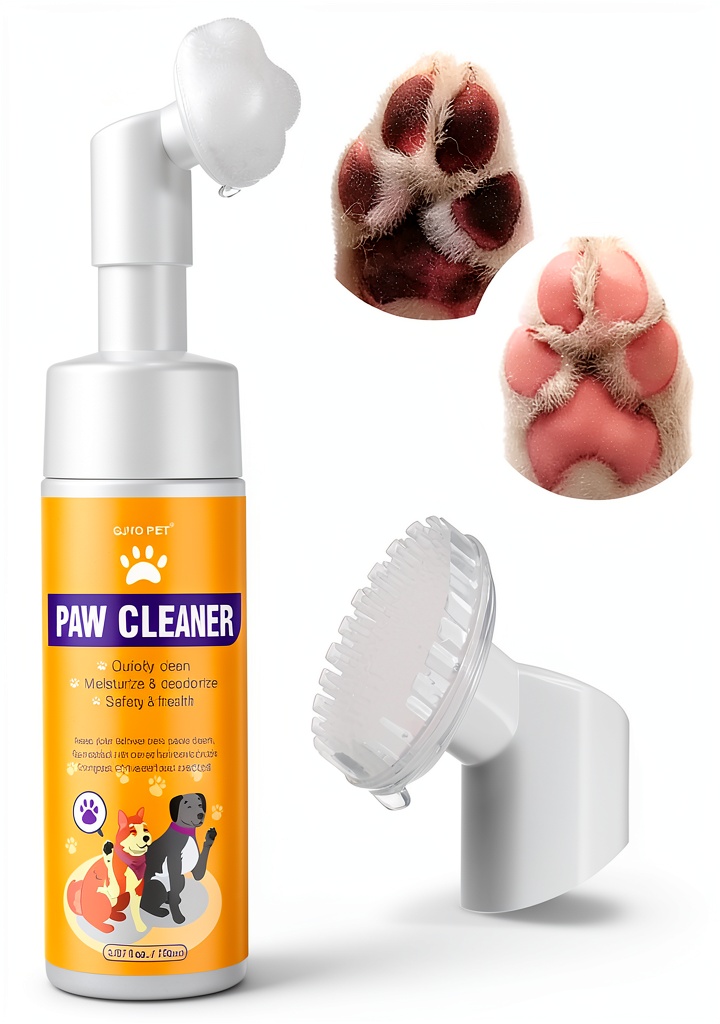 GJYC PET paw cleaner in use on a dog's paw