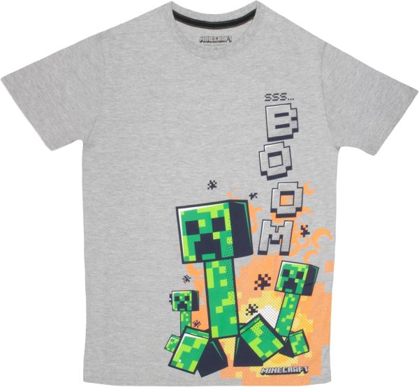 Minecraft Boys T-Shirt Cotton Polyester Blend Creeper Design-5