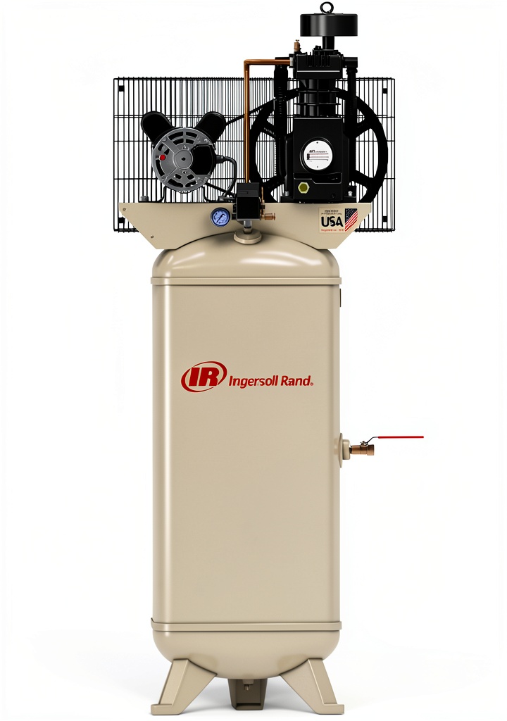Ingersoll Rand 120-gallon air compressor in an industrial workshop