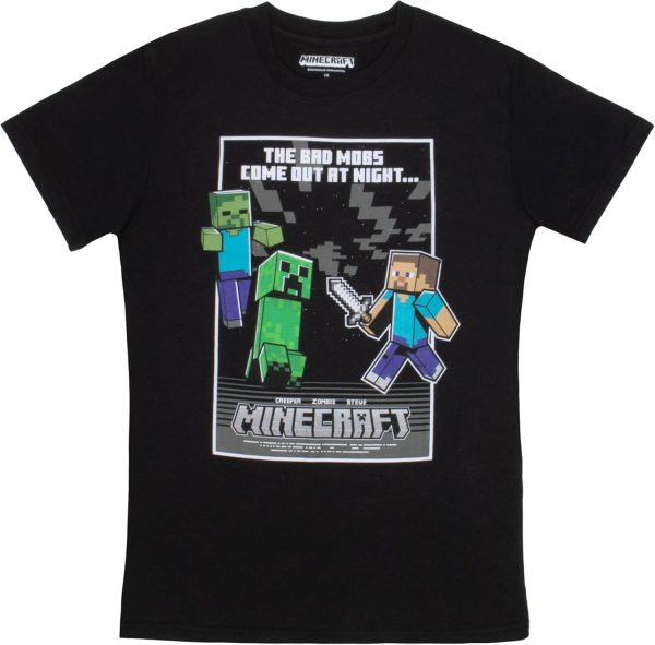 Minecraft Boys T-Shirt Cotton Polyester Blend Creeper Design-1