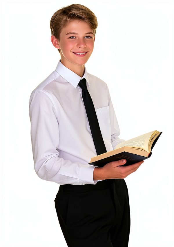 Great Value Boys Dress Shirt Set White Button Down Long-1