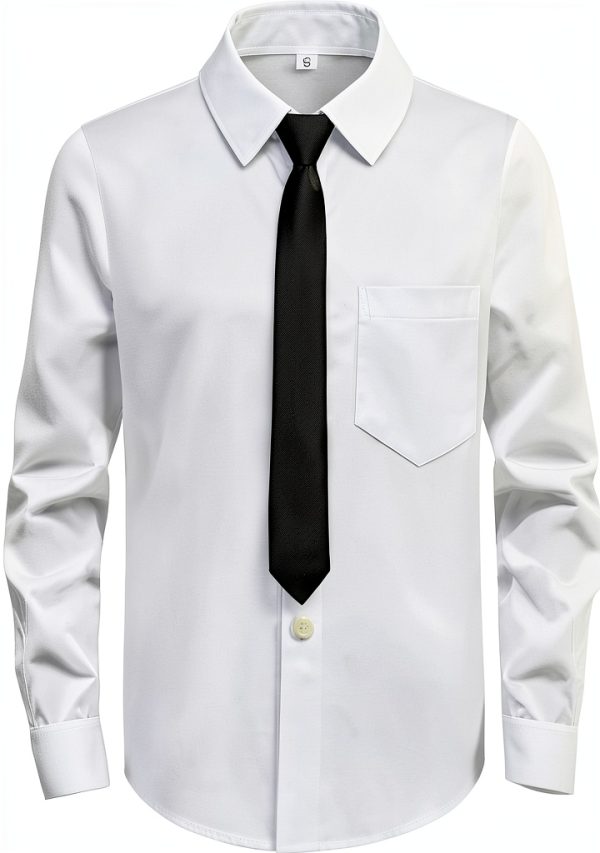Great Value Boys Dress Shirt Set White Button Down Long-0