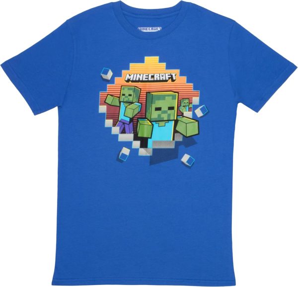 Minecraft Boys T-Shirt Cotton Polyester Blend Creeper Design-3
