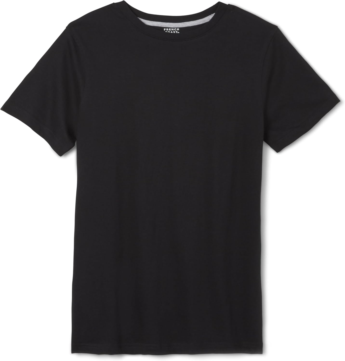 French Toast boys cotton t‑shirt laid out on a wooden table with measuring tape for fit reference