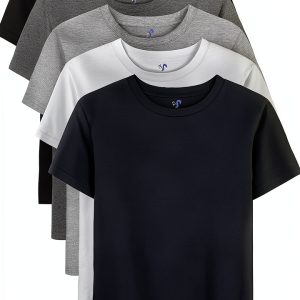 Boys Cotton T-Shirts 5 Pack Soft Breathable Multiple Colors-0
