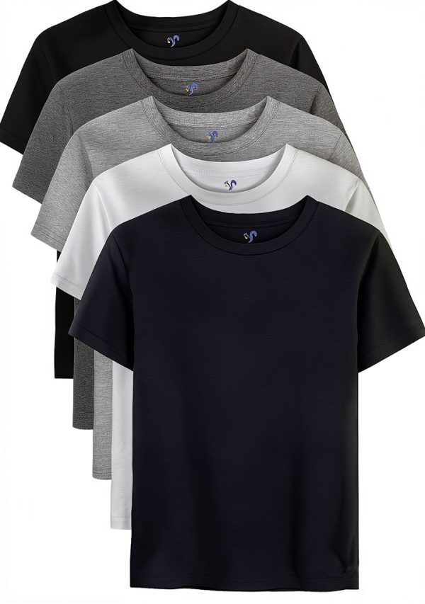 Boys Cotton T-Shirts 5 Pack Soft Breathable Multiple Colors-0
