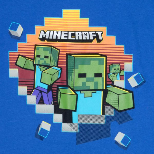 Minecraft Boys T-Shirt Cotton Polyester Blend Creeper Design-4