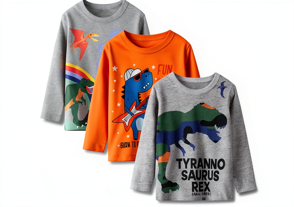 Child wearing HILEELANG boys cotton t‑shirt multipack with a bright excavator print, standing on a playground