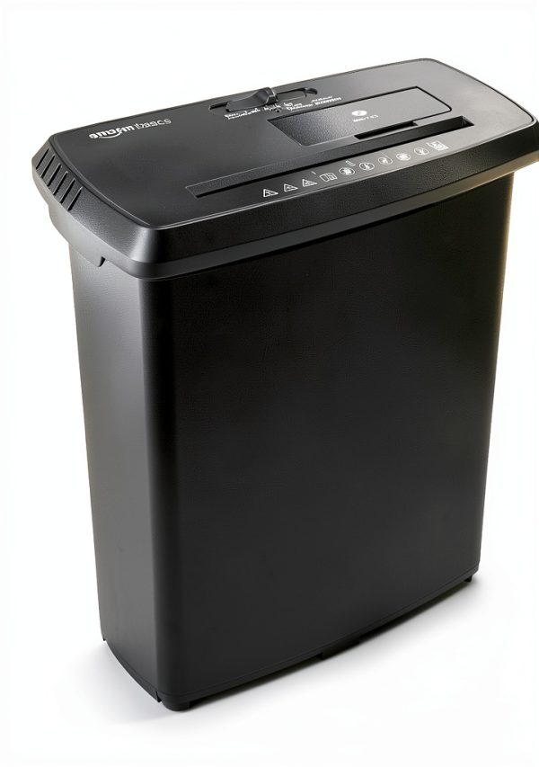 Amazon Basics Paper Shredder for Home and Office, 8-Sheet Strip Cut, CD/ Credit Card Shredder, 3.4 Gallon Wastebasket , Black-6