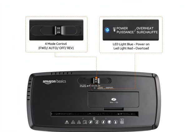 Amazon Basics Paper Shredder for Home and Office, 8-Sheet Strip Cut, CD/ Credit Card Shredder, 3.4 Gallon Wastebasket , Black-4