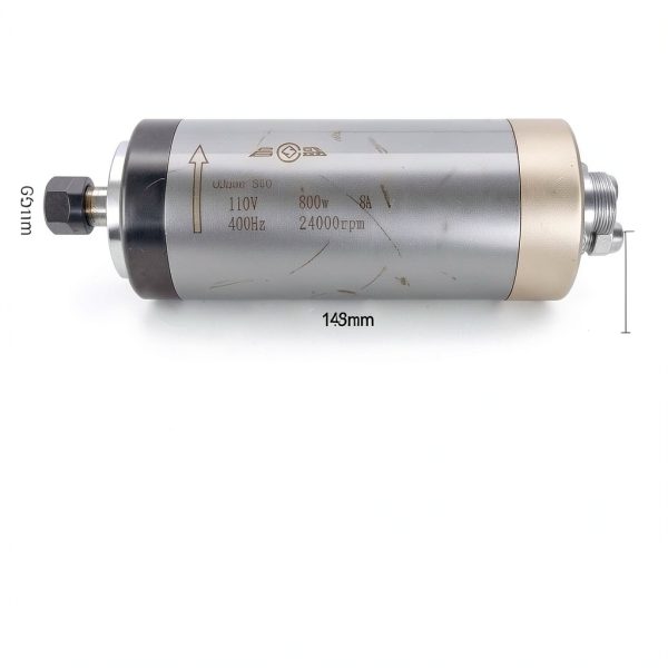 RATTMMOTOR 800W Water Cooled Spindle Kit, 65mm Spindle Motor 0.8KW 110V 400HZ+1.5KW VFD 110V Single to 3 Phase Inverter Variable Frequency Drive+65mm Spindle Mount+ER11 Collet+80W Water Pump for CNC-1